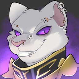 anthro armor ear_piercing eyebrow_piercing facial_piercing fur lip_piercing looking_at_viewer piercing smile solo rindeadsong felid feline mammal 1:1