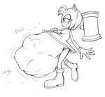 abdominal_bulge anthro anthro_pred belly big_belly duo female female_pred fully_inside oral_vore same_size_vore vore killboo sega sonic_the_hedgehog_(series) amy_rose eulipotyphlan hedgehog mammal hi_res monochrome