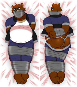5_toes angry anthro arms_tied asian_clothing barefoot bdsm biped bird's-eye_view bondage bottomwear bottomwear_down bound brown_body brown_fur butt clothed clothing dakimakura duct_tape east_asian_clothing feet front_view fundoshi fur gag gagged hands_behind_back high-angle_view humanoid_feet japanese_clothing looking_at_viewer looking_back lying male on_back on_front overweight overweight_anthro overweight_male overweight_sub pants pants_down partially_clothed plantigrade rear_view restrained restraints rope soles solo submissive submissive_male tape tape_bondage tape_gag toes underwear bondagefanart morenatsu juuichi_mikazuki bear mammal dakimakura_design digital_media_(artwork) full-length_portrait hi_res portrait