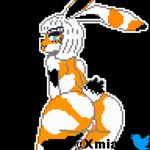 anthro anus butt colored_fur female genitals gesture hair long_ears looking_at_viewer looking_back looking_back_at_viewer nude presenting presenting_hindquarters pussy rear_view simple_background solo transparent_background twitter_logo white_hair xmias twitter fan_character lagomorph leporid mammal rabbit 1:1 alpha_channel digital_media_(artwork) pixel_(artwork)