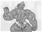 anthro back_muscles beak big_butt big_muscles butt clothed clothing huge_muscles looking_back male mostly_nude muscular muscular_thighs rear_view solo thick_thighs underwear underwear_only borisalien nintendo star_fox falco_lombardi avian bird 4:3 greyscale hi_res monochrome