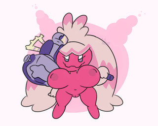 anthro areola big_breasts breasts female genitals hair hammer magenta_body multicolored_body multicolored_hair nipples nude nude_female nude_humanoid pink_areola pink_nipples purple_eyes shortstack shortstack_female solo tan_body tan_hair text tools vulva slem nintendo pokemon generation_9_pokemon pokemon_(species) tinkaton 2022 5:4 artist_name digital_drawing_(artwork) digital_media_(artwork) signature
