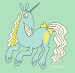 2023 accessory artist_name blonde_mane blue_body blue_fur blue_hooves blue_horn bow_ribbon cutie_mark digital_drawing_(artwork) digital_media_(artwork) english_description equid equine eyelashes feathering female female_feral feral flat_colors fur furgonomics green_background green_eyes greengrizz hasbro hooves horn long_mane long_tail mammal mane microsoft_paint_(artwork) mlp_g1 multicolored_mane my_little_pony mythological_creature mythological_equine mythology pre-g4 quadruped ribbons simple_background solo sunbeam_(mlp) tail tail_accessory tail_bow tail_ribbon two_tone_mane unguligrade unicorn unicorn_horn wavy_mane wavy_tail white_tail yellow_bow