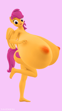 anthro big_breasts big_butt breasts butt cutie_mark female huge_breasts hyper hyper_breasts nipples nude simple_background solo wings pinkierawr friendship_is_magic hasbro my_little_pony mythology scootaloo_(mlp) equid equine mammal mythological_creature mythological_equine pegasus 3d_(artwork) 9:16 digital_media_(artwork) hi_res