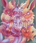 animal_genitalia animal_penis aroused balls big_penis blue_body blush bodily_fluids canine_genitalia canine_penis cum cum_on_body cum_on_face cum_on_feet cum_on_fur cum_on_knot cum_on_leg cum_on_paw cum_on_pawpads cum_on_penis cum_on_tongue ejaculation erection feet feral fur genital_fluids genitals group heart_eyes heart_symbol knot licking_cum looking_aroused looking_at_viewer looking_worried lying male male/male on_back one_eye_closed open_mouth open_smile orange_body pawpads paws penis precum presenting presenting_penis simple_background smile tail teeth tongue trio yellow_body baile nintendo pokemon canid canine canis eeveelution flareon generation_1_pokemon jolteon mammal pokemon_(species) vaporeon digital_drawing_(artwork) digital_media_(artwork) hi_res