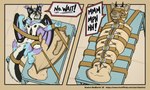 2_panel_comic 4_toes 5_fingers anthro asylum bdsm black_body black_fur black_horn blindfold blue_body blue_feet blue_fur blue_snout bondage border bound brown_border examination_table feet fingers fur fur_markings genderfluid gimp_mask grey_hair hair head_horn horn lock long_tail markings mask membrane_(anatomy) muffled_speech multi_hand multicolored_body multicolored_fur muzzle_(object) muzzled neck_tuft open_mouth padded_room purple_body purple_fur purple_inner_ear purple_membrane sensory_deprivation_hood sleepsack solo speech_bubble strapped_to_a_table straps struggling tail text toes tuft white_body white_fur white_hands worried yellow_eyes kemira altreyas animate_inanimate canid canine fennec_fox fox mammal true_fox 2019 artist_name english_text story story_at_source story_in_description url