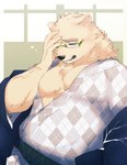 anthro belly black_nose clothing eyewear glasses humanoid_hands kemono male moobs overweight overweight_male robe solo white_body bone_color919 lifewonders tokyo_afterschool_summoners leib_(tas) bear mammal polar_bear ursine 2023 hi_res