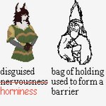 anthro bag_of_holding big_breasts breasts clothing duo female fur hair hat headgear headwear huge_breasts magic_user male medieval_clothing medieval_fantasy neck_tuft shitpost simple_background tall_girl text tuft wizard_hat wizard_robe thegreaterclaush emir_(thegreaterclaush) canid canine mammal werecanid werecanine werecreature werefox 1:1 2023 digital_media_(artwork) english_text hi_res meme pixel_(artwork)