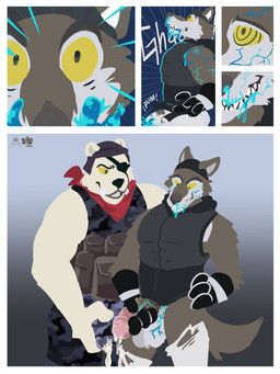 anthro anthro_on_anthro balls corruption duo eye_patch eyewear genitals humanoid_genitalia humanoid_penis male male/male masturbation penile penile_masturbation penis possession ringed_eyes alfredafton epic_games fortnite wendell_(fortnite) bear canid canine canis mammal wolf 3:4 comic hi_res