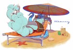 3_toes abs anthro antlers barefoot beach beach_chair beach_umbrella beverage black_bottomwear black_clothing black_shorts blue_body blue_countershading blue_fur blue_soles bottomwear chair clothed clothing cocktail_garnish cocktail_umbrella countershade_feet countershading eyewear feet foot_focus fur furniture grey_body holding_beverage holding_eyewear holding_object holding_sunglasses horn humanoid_feet looking_at_viewer lying male muscular muscular_anthro muscular_arms muscular_male on_back on_chair parasol pecs plantigrade sand_castle sculpture seashell seaside shell shorts sitting sitting_on_chair solo sunglasses tail toes topless topless_male white_talons wide_feet pinkgirlpen european_mythology mythology sakizu asterozoan dragon echinoderm hybrid mammal marine mythological_creature mythological_scalie rhinoceros scalie starfish western_dragon 2022 character_name hi_res signature