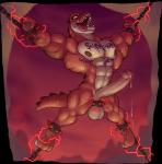 abs ahegao anthro ball_ring balls bdsm biceps big_balls big_muscles big_penis biped bodily_fluids body_writing bondage bound chain countershade_face countershade_torso countershading cuff_(restraint) cum dripping electricity electrostimulation erection fangs foreskin gaping_mouth genital_fluids genitals half-closed_eyes huge_muscles huge_penis humanoid_genitalia humanoid_penis long_penis looking_pleasured lust male markings motion_lines muscular muscular_anthro muscular_male muscular_sub narrowed_eyes nipples non-mammal_balls non-mammal_nipples nude open_mouth open_smile partially_retracted_foreskin pecs penis precum precum_drip restrained restraints shackles sharp_teeth sky smile solo spikes submissive submissive_male suspension suspension_bondage tail teeth testicle_cuff text tongue tongue_out writing_on_chest writing_on_face rubberskunktoo disney pixar toy_story reptillus_maximus dinosaur prehistoric_species reptile scalie 2017 alpha_channel digital_media_(artwork) english_text red_theme shaded soft_shading