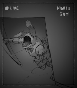 1_arm 1_eye 3_toes 4_fingers anthro aroused balls big_balls big_penis biped bodily_fluids bow_tie bow_tie_only dripping endoskeleton erection exposed_wires faceless faceless_character faceless_male feet fingers fluffy fluffy_tail fur genital_fluids genitals glans humanoid_genitalia humanoid_penis inside joints leaking_precum long_ears machine male male_anthro metal missing_arm monotone_genitals monotone_penis mostly_nude night nude overweight overweight_anthro overweight_male paws penis plantigrade precum precum_drip precum_on_floor precum_on_ground precum_squirt rabbit_ears raised_tail saliva saliva_drip saliva_on_ground security_room short_fur short_tail simple_background small_tail solo standing tail tall teeth text thick_penis three-quarter_view toes vein veiny_penis wire kendryzak five_nights_at_freddy's five_nights_at_freddy's_2 scottgames withered_bonnie_(fnaf) animatronic lagomorph leporid mammal rabbit robot 2026 absurd_res digital_drawing_(artwork) digital_media_(artwork) english_text hi_res monochrome shaded sketch
