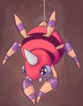 1_horn ambiguous_gender fangs feral horn red_body solo sparkles sparkling_eyes teeth cosmidify nintendo pokemon ariados arthropod generation_2_pokemon pokemon_(species) 2019