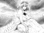 alternate_species apode big_breasts bra breasts clothing female hair legless pupils scales serpentine short_hair slit_pupils solo split_form underwear tobisawa touhou kanako_yasaka animal_humanoid draconcopode humanoid lamia reptile scalie snake 4:3 greyscale monochrome