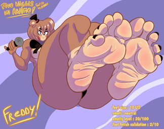 5_toes anthro barefoot big_breasts big_butt black_nails black_toenails blue_eyes bow_ribbon breasts brown_body brown_hair butt clothed clothing colored_nails colored_toenails curvy_figure electronics feet female floating foot_fetish foot_fetish_invalidation foot_focus hair hat headgear headwear humanoid_feet information_board looking_at_viewer machine microphone nails panties plantigrade simple_background smile smiling_at_viewer soles solo thick_thighs toenails toes top_hat topless topless_female underwear voluptuous lesangd_tw five_nights_at_freddy's five_nights_in_anime scottgames freddy_(fnaf) animatronic bear humanoid mammal robot hi_res