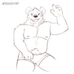 anthro bulge clothed clothing embarrassed male nipples overweight overweight_anthro overweight_male smile solo topless underwear 3000vnd hyena mammal 1:1