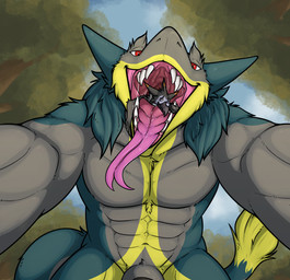 animal_genitalia anthro bodily_fluids duo fangs forest forest_background fur genitals green_body green_fur grey_body grey_fur holding_teeth imminent_vore looking_at_viewer male male/male male_pred male_prey micro mouth_shot muscular muscular_male nature nature_background open_mouth pinned pinned_to_ground plant prey_in_mouth prey_pov saliva saliva_string sheath size_difference small_prey tail tail_tuft teeth throat tongue tongue_out tree tuft wide_mouth yellow_body yellow_fur fillinek european_mythology greek_mythology mythology brom_(sahurus) noia_(captainflavio) avian mythological_avian mythological_bird mythological_creature mythological_firebird phoenix sergal absurd_res hi_res