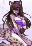 5_fingers anthro bra brown_body brown_fur brown_hair brown_tail clothed clothed_anthro clothed_female clothing countershade_torso countershading ear_piercing eyewear female fingers fur glasses green_eyes hair inner_ear_fluff looking_at_viewer markings open_mouth open_smile panties piercing smile solo spots spotted_body spotted_fur spotted_markings spotted_tail tail tail_markings teeth tongue tuft underwear coffeechicken felid feline mammal 2025 digital_media_(artwork) hi_res