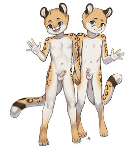 4_toes adolescent anthro balls biped blue_eyes countershade_face countershade_fur countershade_torso countershading digitigrade dipstick_tail duo erection feet foreskin fur genitals glans hand_holding humanoid_genitalia humanoid_penis inner_ear_fluff leg_markings looking_at_viewer male male/male male_anthro markings navel nipples nude nude_anthro nude_male open_mouth open_smile penis pose retracted_foreskin short_snout shota simple_background smile socks_(marking) spots spotted_body spotted_fur tail tail_markings toes tuft waiving white_background yellow_body yellow_fur young young_anthro young_male aogami cheetah felid feline mammal 2022 dated digital_media_(artwork) digital_painting_(artwork) full-length_portrait hi_res painting_(artwork) portrait signature brother_(lore) brothers_(lore) sibling_(lore) twins_(lore)