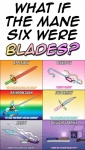 alternate_species blade broadsword hook_sword melee_weapon not_furry rainbow_text rapier scimitar survival_knife sword text weapon zero_pictured unknown_artist ask_pun friendship_is_magic hasbro my_little_pony tumblr applejack_(mlp) fluttershy_(mlp) pinkie_pie_(mlp) rainbow_dash_(mlp) rarity_(mlp) twilight_sparkle_(mlp) inanimate_object comic english_text hi_res