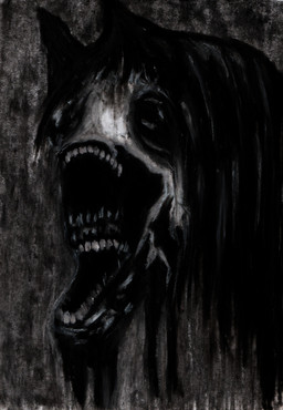 ambiguous_gender anthro bilemirth creepy depression melting open_mouth solo teeth unhappy893 equid equine horse mammal pony absurd_res charcoal_(artwork) hi_res monochrome traditional_media_(artwork)