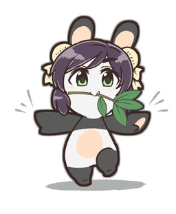 alternate_species anthro bangs bent_leg black_body black_ears black_fur blush blush_lines branch branch_in_mouth closed_smile eye_through_hair eyebrow_through_hair eyebrows eyelashes fangs featureless_crotch featureless_feet feet female female_anthro fur furrification green_eyes green_pupils grey_outline hair lidded_eyes light long_ears mitten_hands mouth_closed multicolored_body noseless nude nude_anthro nude_female odango on_one_leg outline ox_horns pawpads pose pupils purple_eyebrows purple_hair rabbidification short_hair simple_background smile solo standing straight_arms tan_body tan_eyelids tan_inner_ear tan_pawpads tan_skin teeth translucent translucent_hair white_background white_body white_fur charisuke cygames idolmaster idolmaster_cinderella_girls raving_rabbids rayman_(series) ubisoft yao_fueifuei bear giant_panda hybrid lagomorph mammal rabbid 2024 absurd_res colored crossover digital_drawing_(artwork) digital_media_(artwork) full-length_portrait hi_res japanese_description lighting portrait shaded simple_shading