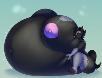 4_fingers anthro belly belly_grab big_belly big_breasts big_nipples black_body black_fur black_mane black_nose blep breast_expansion breasts brown_hooves butt expansion female fingers fur gloves_(marking) grey_tongue hooves huge_belly huge_breasts hyper hyper_belly hyper_breasts hyper_inflation immobile inflation leg_markings mane markings multicolored_body multicolored_fur navel nipples pink_nipples simple_background socks_(marking) solo tail teal_background tongue tongue_out akushark equid equine horse mammal hi_res shaded