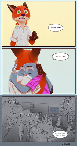 anthro clothed clothing duo electronics female fur group hug long_snout lying male monitor on_back ring simple_background snout speech_bubble text rockbottomfeeder disney zootopia judy_hopps nick_wilde zeke_(trash_character) anteater canid canine common_hippopotamus fox hippopotamid hyena lagomorph leporid mammal pilosan rabbit red_fox spotted_hyena true_fox xenarthran 2016 comic english_text hi_res