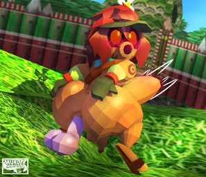 abdominal_bulge big_butt butt disembodied_penis duo genitals male male/male penis plant murderdroid_(artist) majora's_mask nintendo the_legend_of_zelda deku_(tloz) deku_scrub elemental_creature flora_fauna humanoid 3d_(artwork) digital_media_(artwork)