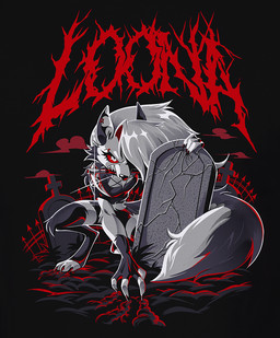 anthro claws cross female fur grave hair melee_weapon object_in_mouth polearm scythe solo t-shirt_design tail tombstone weapon white_body white_fur vivzmind hellaverse helluva_boss mythology loona_(helluva_boss) canid canid_demon canine canis demon hellhound mammal mythological_canine mythological_creature wolf 2023