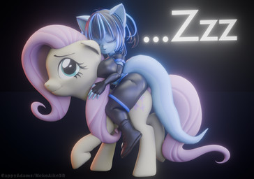 anthro bottomwear breasts clothed clothing duo female feral fingerless_gloves footwear gloves hair handwear shoes shorts sitting_on_another sleeping cappyadams friendship_is_magic hasbro my_little_pony nekocap equid equine felid feline horse mammal pony 3d_(artwork) blender_(artwork) blender_cycles_(artwork) digital_media_(artwork) hi_res