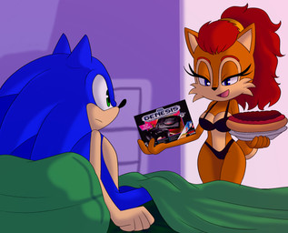 bed blue_body blue_fur bra brown_body brown_fur chili_dog clothing duo eyelashes female food fur furniture hair hot_dog lingerie lingerie_bra lingerie_only lingerie_panties lying lying_on_bed male mature_female on_bed panties red_hair underwear angelofhapiness archie_comics sega sonic_the_hedgehog_(archie) sonic_the_hedgehog_(comics) sonic_the_hedgehog_(series) alicia_acorn sonic_the_hedgehog chipmunk eulipotyphlan ground_squirrel hedgehog humanoid mammal rodent sciurid hi_res