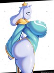 anthro big_breasts breasts clothed clothing crown eyebrows eyelashes eyes_closed female fur glistening glistening_thighs headgear huge_breasts mature_female motion_lines nipple_outline side_boob solo thick_thighs white_body white_fur aceymari undertale_(series) toriel boss_monster_(undertale) bovid caprine goat mammal 2025 3:4 hi_res