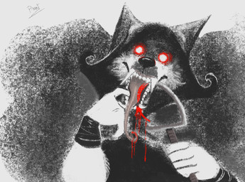 anthro blood bodily_fluids clothed clothing fangs fur holding_object holding_weapon looking_at_viewer male melee_weapon object_in_mouth polearm scythe smile solo teeth text tongue tongue_out weapon weapon_in_mouth white_body white_fur pinumontbalou dreamworks puss_in_boots_(franchise) death_(puss_in_boots) canid canine canis mammal wolf absurd_res english_text hi_res