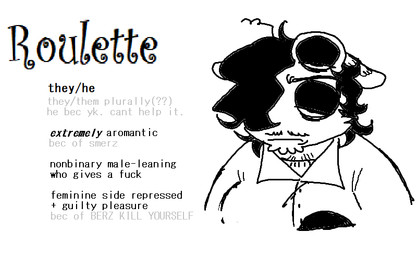 4_eyes ambiguous_gender anthro black_hair clothing collared_shirt facial_hair grumpy hair hair_over_eye male multi_eye mustache profanity shirt solo text topwear cutoffcutiemark jarnsaxa roulette_(jarnsaxa) alien hybrid english_text model_sheet monochrome