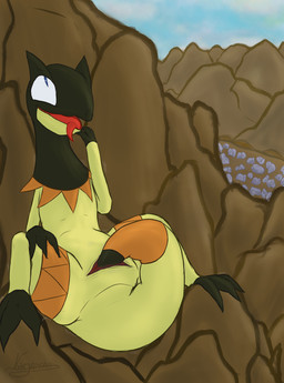 ambiguous_gender animal_genitalia autopenetration cloaca cloacal cloacal_masturbation cloacal_penetration detailed_background feral genitals horizontal_cloaca masturbation mountain open_mouth outside penetration solo tail tail_fetish tail_in_cloaca tail_in_own_cloaca tail_insertion tail_masturbation tail_play tongue tongue_out vagoncho nintendo pokemon generation_6_pokemon heliolisk pokemon_(species) scalie 2018 hi_res signature