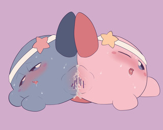 accessory biped black_body blue_eyes blush blush_stickers bodily_fluids censor_bar censored_genitalia censored_vulva dripping drooling duo female female/female front_view genital_fluids genitals grey_body grey_vulva headband headband_only ineffective_censorship looking_at_another looking_at_partner looking_pleasured lying not_furry on_side one_eye_closed one_leg_up open_mouth pink_body pink_vulva plump_labia raised_leg red_body saliva sex simple_background sweat sweatdrop text tribadism vaginal vaginal_fluid_drip vaginal_fluids vulva ariarik_o0 kirby_(series) kirby_horoscope_collection nintendo kirby shadow_kirby waddling_head 2023 5:4 censored digital_drawing_(artwork) digital_media_(artwork) english_text hi_res