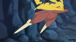 black_body black_fur brown_body brown_fur cave female fur generation_1_pokemon generation_4_pokemon hi_res lagomorph lopunny male mammal nintendo pikachu pokemon pokemon_(species) potateymatey rock rodent stuck tail tail_pull through_wall yellow_body yellow_fur