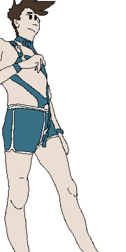 anthro black_hair blonde_hair blue_nose bottomwear clothed clothing collar cuff_(restraint) flat_shading fur hair harness holding_leash holding_object leash leash_hanging male no_shading orange_body orange_fur rawr restraints shorts shorts_only simple_background simple_colors solo topless transformation transformation_sequence white_background yellow_body yellow_fur garbage_art fancy_dawg canid canine canis domestic_dog human mammal absurd_res animated digital_media_(artwork) hi_res krita_(artwork) pixel_(artwork)