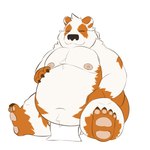 anthro asian_clothing belly big_belly black_nose brown_body clothing east_asian_clothing eyes_closed fundoshi japanese_clothing male moobs navel nipples obese obese_male overweight overweight_male simple_background sitting solo underwear white_background white_body white_clothing white_fundoshi white_underwear harushipanda bear giant_panda mammal 1:1 2022 absurd_res hi_res