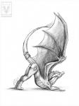 butt claws feral simple_background solo tail white_background minerea european_mythology mythology dragon mythological_creature mythological_scalie scalie western_dragon 2019 monochrome sketch traditional_media_(artwork)