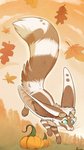 autumn blue_eyes brown_body brown_fur day eyewear falling_leaves feral food fruit fur goggles grass inner_ear_fluff long_ears midair outside paws plant pumpkin quadruped sky solo tuft aseethe melody_(aseethe) canid canine fennec_fox fox mammal true_fox 2017 digital_media_(artwork) hi_res