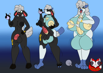 3_toes animal_genitalia anthro areola balls big_balls big_breasts big_penis bimbofication bimbofied bodily_fluids breasts butt erection feet freckles fur genital_fluids genitals growth gynomorph hooves horn huge_balls huge_breasts huge_penis humanoid_genitalia humanoid_penis hyper hyper_balls hyper_breasts hyper_genitalia hyper_penis intersex lips nipples nude open_mouth penile_spines penis potion simple_background solo species_transformation tail tattoo thick_lips thick_thighs toes tongue transformation transformation_potion transformation_sequence vein white_body white_fur ladyfoxheart nintendo pokemon bovid caprine generation_5_pokemon mammal oshawott pokemon_(species) sheep absurd_res hi_res