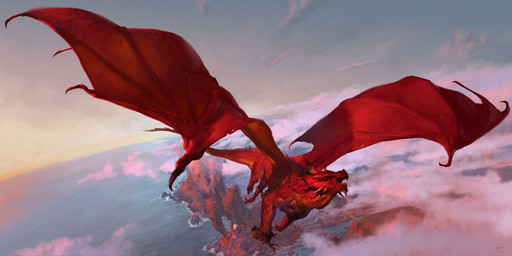 ambiguous_gender cloud detailed_background duo extreme_size_difference flying holding_character horn island membrane_(anatomy) membranous_wings open_mouth outside red_body red_scales scales size_difference solo_focus tail wings tyler_jacobson dungeons_and_dragons hasbro mythology wizards_of_the_coast dragon human mammal mythological_creature mythological_scalie scalie 2:1 hi_res official_art