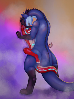 against_surface against_wall anthro anthro_on_feral bestiality biped blue_body bodily_fluids colorful_background dominant duo ear_piercing entwined_tails facial_piercing feral genital_fluids genitals horn larger_dom leaking_precum male male/male musk musky_armpit nose_piercing nose_ring penis piercing pinned pinned_to_wall precum rear_view red_body ring_piercing shaking shivering simple_background size_difference tail tail_coil alvasir_(artist) mythology alvasir xenoghelion dragon mythological_creature mythological_scalie scalie digital_media_(artwork) hi_res