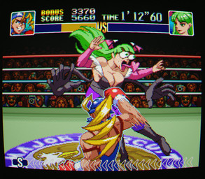 belly_punching big_breasts boxing boxing_gloves breasts cleavage clothed clothing duo female fight handwear sport nakamangahikari capcom darkstalkers punch-out!! super_punch-out!! morrigan_aensland tiffany_lords demon human mammal succubus digital_media_(artwork) hi_res pixel_(artwork)