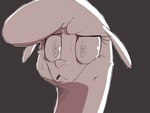 4:3 alpaca bodily_fluids camelid female feral fluffy hi_res hitsuji mammal monochrome paprika_paca_(tfh) reaction_image scared simple_background solo style_emulation sweat them's_fightin'_herds