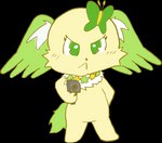 angry anthro butterfly_(accessory) female fur green_body green_fur gun neck_tuft ranged_weapon semi-anthro solo tuft weapon yellow_body yellow_fur masterlinkx jewelpet sanrio sega sega_fave peridot_(jewelpet) canid canine canis domestic_dog mammal papillon toy_dog alpha_channel hi_res