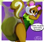 anthro clothed clothing diaper diaper_fetish excessive_feces feces female hyper hyper_feces pooping scatplay smelly soiled_diaper soiling soiling_diaper solo stink_fumes text unclean_diaper used_diaper wearing_diaper gassybigears69 animal_crossing nintendo sylvana_(animal_crossing) mammal rodent sciurid english_text hi_res