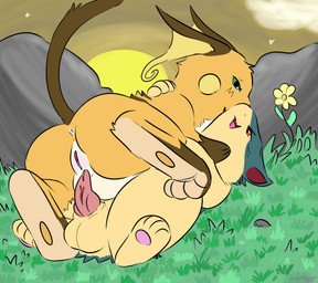 animal_genitalia anus balls bodily_fluids butt cum detailed_background dripping duo erection female fur genital_fluids genitals knot male male/female outside pawpads paws penis sheath slightly_chubby sunset vulva dragonsaviour nintendo pokemon generation_1_pokemon generation_2_pokemon pokemon_(species) quilava raichu 2018 hi_res